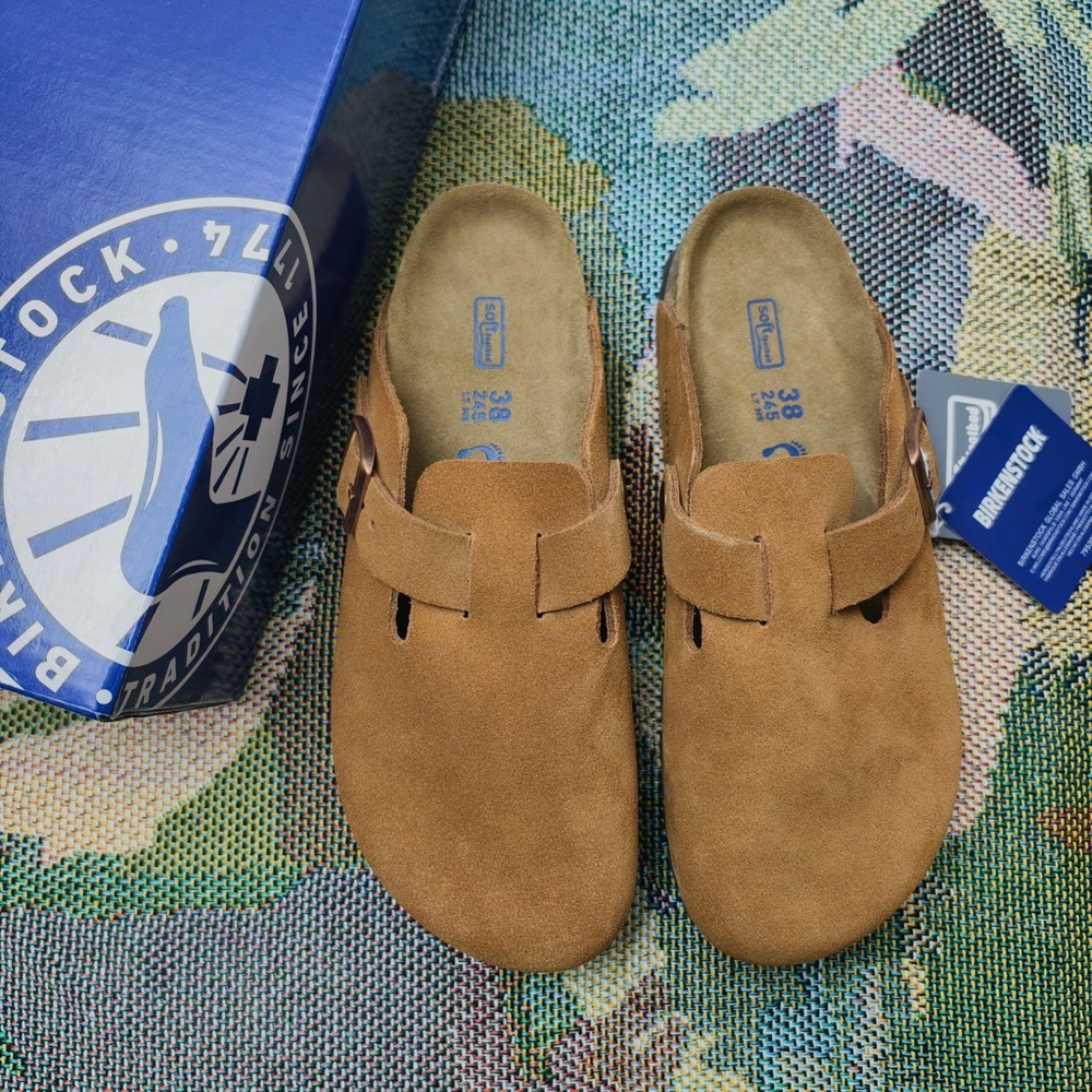Women's Mink Suede Birkenstock Boston Shoes - Narrow Fit